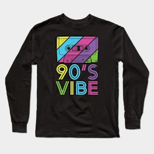 Retro 90s Vibe Old School Colorful // Vintage Audio Cassette Tape Long Sleeve T-Shirt